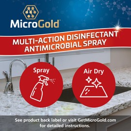 MicroGold Multi-Action Disinfectant Antimicrobial Spray Tested and Proven Effective to Kill the COVID-19 Virus, Kills 99.9% of Viruses and Bacteria, 24 Fluid Ounces, 1 Pack, Packaging May Vary