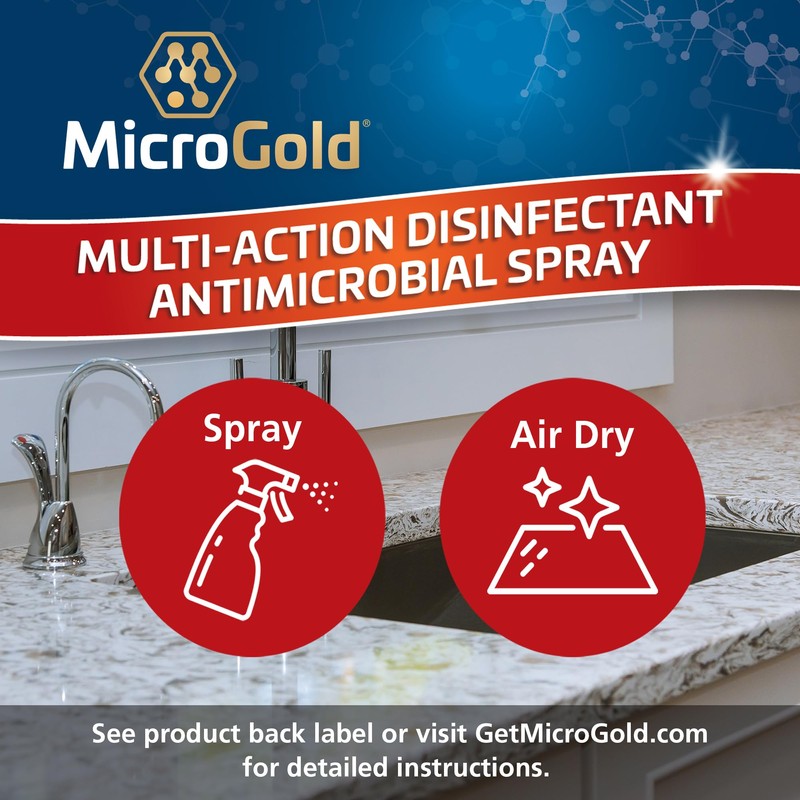 MicroGold Multi-Action Disinfectant Antimicrobial Spray Tested and Proven Effective to