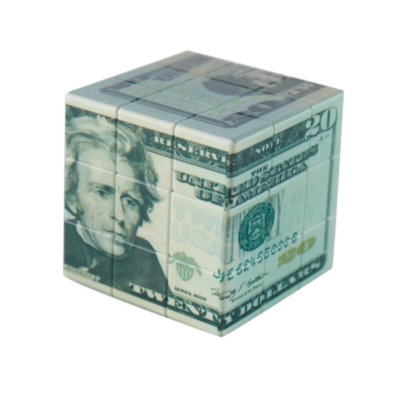 Speed Cube 3x3 Ten-Dollar Notes/Bill Back Pattern Magic Cube Puzzle,IQ