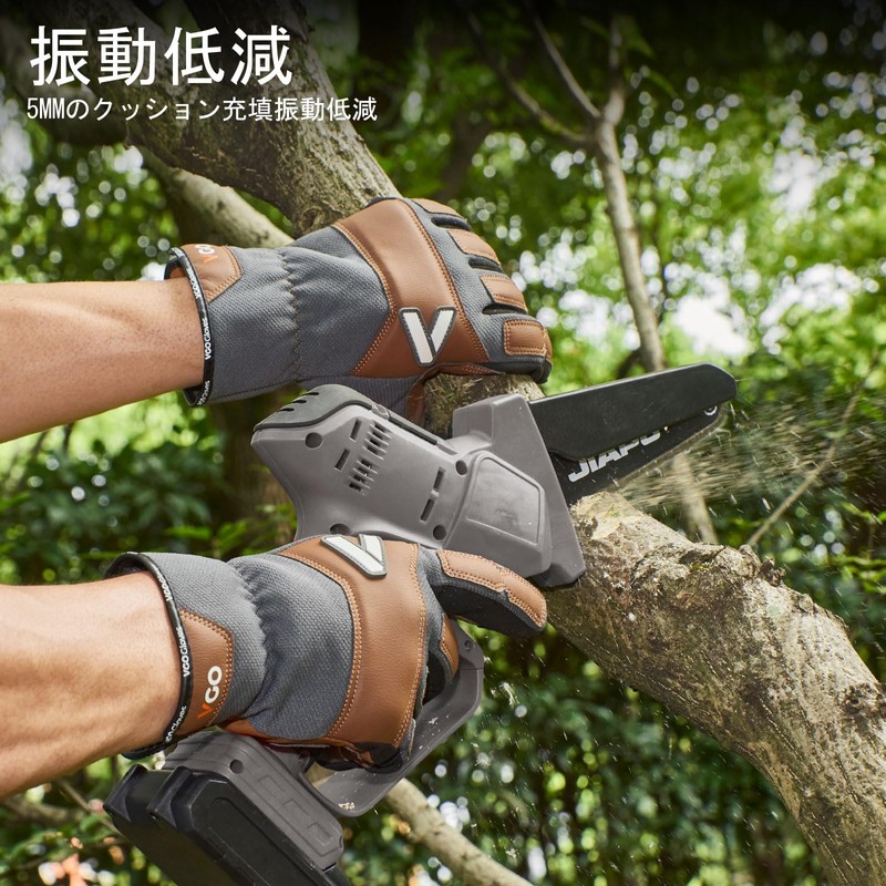 [Vgo...] Work Leather Gloves, Goat Skin, Touch Panel Compatible, Abrasion