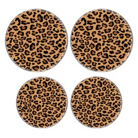 Round Gas Stove Burner Covers Set of 4,8 Inches and 10 Inches,Electric Stove Burner Covers,Metal Stove Burner Cover,Brown Leopard