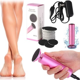 Electric Foot Callus Remover, Upgrade Electronic Foot File Grinder (Speed Adjustable) with 60pcs Replacement Sandpaper Disk, Professional Pedicure Tool for Men Women Dead Cracked Hard Skin Calluses