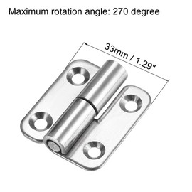 sourcing map Lift Off Hinge, Right Handedness Mini Stainless Steel Hinge Detachable Slip Joint Small Flag Hinges 37mm Long 33mm Open Width 2pcs