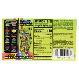 Mike and Ike Mega Mix Sour, Assorted Chewy Candies, Movie Night Snacks, 10 Fruit Flavors, 4.25 Ounces (Pack of 3)