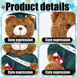 Hollowfly Graduation Bears 2024 Plush Stuffed Animal Bear with Gown Cap Tassel Set Graduate Cute Brown Bear Graduation Gifts Stuffed Bear Doll Plush Bear Toy for Party Supplies(Dark Green, 9 Inch)