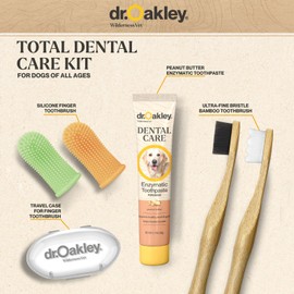 Dr. Oakley Total Dental Care Kit for Dogs: Peanut Butter Flavor - Toothpaste, Brushes, and Case, Natural