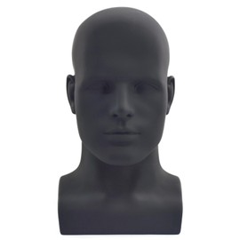 MIAOMANZI PVC Mannequin Head Black Male Manikin Dummy Stand Model Display Hat Scarf Wigs Hair Glasses Hat Beauty Styling Tool (Matte black)