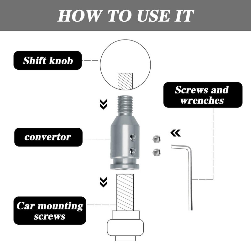 Lecctso Shift Knob Adapter, Gear Shift Adapter, Aluminum Alloy M12x1.25