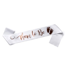 OLILLY Mum to Be Baby Shower Sash (White and Copper)