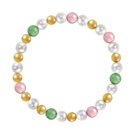 2-2.5mm 14k Gold Filled Rainbow Ring Stackable Round Natural Colored Crystal Freshwater Pearl Ring Gift for Women (5)