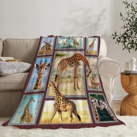 Giraffe Blanket Gifts for Girls Boys Soft Warm Plush Wild Animal Giraffe Throw Blanket Flannel Fleece Fuzzy Giraffe Blanket for Kids Women Man Lover Bed Couch Living Room Decor 50"X40"