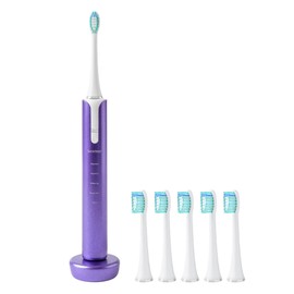 Soniclean Lux Sonic Toothbrush for Adults with 6 Toothbrush Heads, Rechargeable, Automatic, Purple