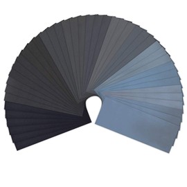 DSL 42pcs Sandpaper, Wet and Dry Sand Paper for Wood, Walls, Cars, Metal, Plastic, Glass - 120 to 3000 Grit Sand Paper Sheets Pack, 9x3.6 Inch Sanding Paper/Emery Paper