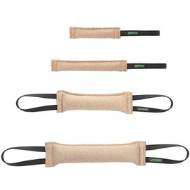 Viper Jute K9 Tug Toy Reward with One Or Two Handles for Adult Dogs and Puppies (2 Handles, 12" x 2in