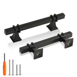 Redunest Cabinet Pulls Matte Black Cabinet Handles, 10 Pack 5 Inch Kitchen Door Cupboard Wardrobe Drawer Handles, Cabinet Hardware Bar Drawer Pulls, 128mm Hole Centers