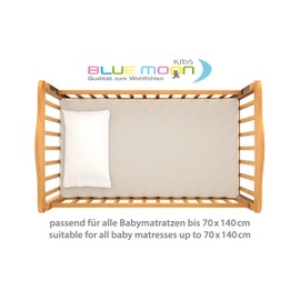 Blue Moon Organic Cotton Jersey Baby Children's Fitted Sheet Fitted Sheet Organic Cotton GOTS Certified Ökotex Made in Green (Sand Set of 2 for Baby Cot, 70 x 140 cm)