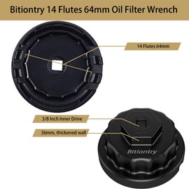 Bitiontry Oil Filter Wrench for Toyota Oil Filter Tool Oil Filter Cap Wrench Removal Tool 64mm for Lexus, Camry, 4 Runner, Tundra 2.5-5.7L Engine