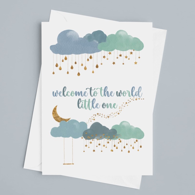 BWW Print - Welcome Little One Blue - Baby A5