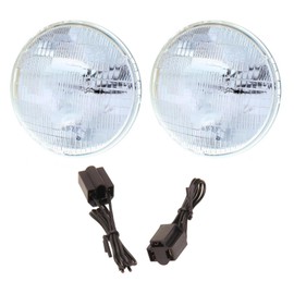 7 Inch Round High/Low Sealed Beam Headlight Bulbs & Pigtails, 12v