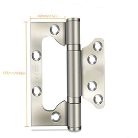 Stainless Steel Flush Hinge, Tiberham Heavy Duty Ball Bearing Door Hinges for Smooth and Silent Movement, Replacement Bi-Fold Hinges for Cupboard Cabinet Door (Pack of 2)