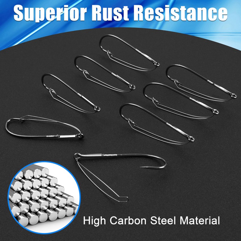 50pcs Weedless Wacky Rig Hooks Wacky Worm Hooks with Weed