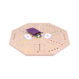 AmishToyBox.com Marble Chase (Cards N' Marbles) Wooden Game Set - Double-Sided 23" Wide Board - Includes Playing Cards and Marbles