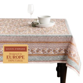 Maison d' Hermine Table Cloth Rectangle Table 100% Cotton 54 x 72 Inches Tablecloth Reusable Decorative Everyday Use for Dining Room, Farmhouse, Home, Party, Festive & Wedding - Nila