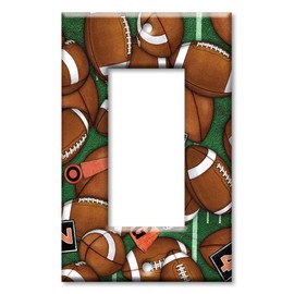 Art Plates - Decorative Printed OverSized - Jumbo Metal Switch Plate - Oversize Decorative Metal Wall Plate - 1 Gang Decora - Footballs - Image by Dan Morris - (Made in USA)