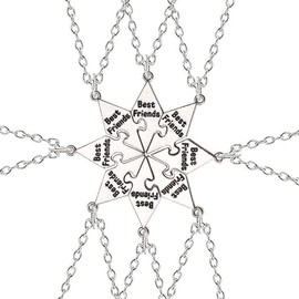 Multi Puzzles  Friends Forever Necklaces Stainless Steel Engraved Heart Pendant Set Friendship Necklaces Gifts - Color: 8 Puzzls