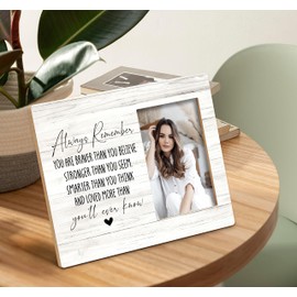 SRADMO Always Remember You are Braver Than You Believe Picture Frame,Inspirational Saying Gifts 10×8 inch Wooden Tabletop Photo Frame,Positive Gifts Cheer Up Gifts for Women Teen Girls