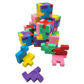 Colorful 1.125 Inch Puzzle Cube Erasers (12 Pack) 1.125". Fidget Fun Rubber Erasers. Game Time Home School Work Incentive