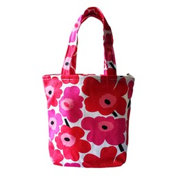 Zen&Tao NUTFORD Multifunctional Canvas Tote Bag Lunch Bag Outer with Beautifully Printed Canvas and Lined with White Cotton Canvas with Inner Pocket (A. Red Flowers)
