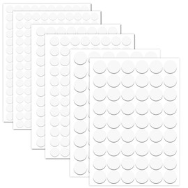 580 Pieces Self-Adhesive Screw Hole Stickers PVC Cover Caps Dustproof for Wooden Furniture Cabinet 12mm, 15mm, 21mm 6 Sheets White