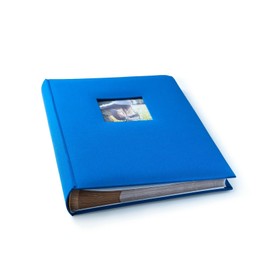 Kenro Blue Aztec Series Linen Photo Album for 300 Photos 6x4 Inch / 10x15cm with Space for Photograph on Front Cover and Slip-In Pages - AZ105UE