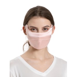MOROUTLINE UPF 50+ Pure Silk Face Cover Breathable UV Protection Sunscreen Mask Reusable Sport Face Scarf Mask Pink