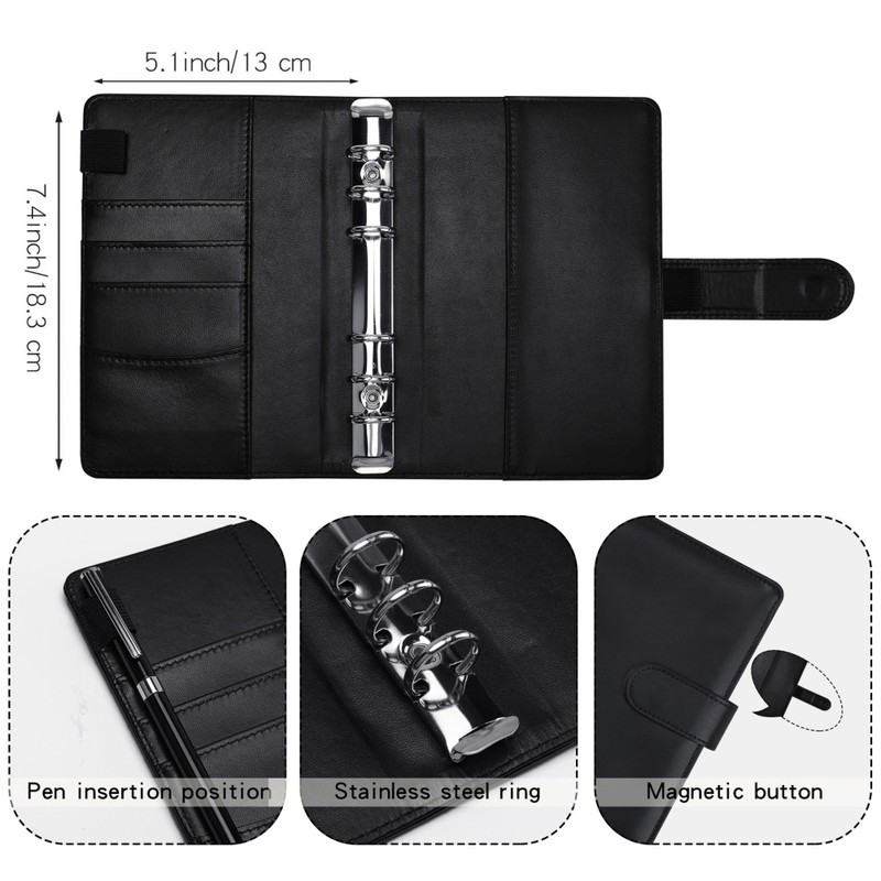 A6 Pattern PU Leather Budget Organiser with Magnetic Buckle Budget