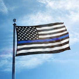 DELAYNOMORE77 Thin Blue Line Flag United States Policeman Banner Polyester 3x5 Foot Flags Vivid Color and UV Fade Resistant Flag Outdoor Banner