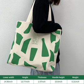 3 Pack Canvas Tote Bag for Women Aesthetic Shoulder Bag Cute Pattern Reusable Grocery Bags with Inner Pocket Casual Handbage Travel Bag