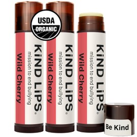 Wild Cherry Lip Balm 3-Pack, 0.45 oz Total - USDA Organic, Hydrating, Cruelty-Free, Natural Cherry Chapstick Alternative