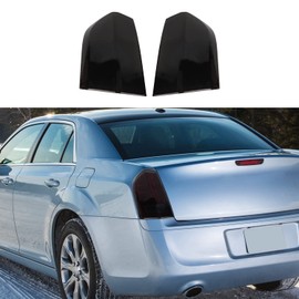 RAZPOY Tail Light Lamp Covers, Smoked Rear Light Guards Compatible with 2011-2014 Chrysler 300/300C Exterior Accessories, ABS Smoke Black