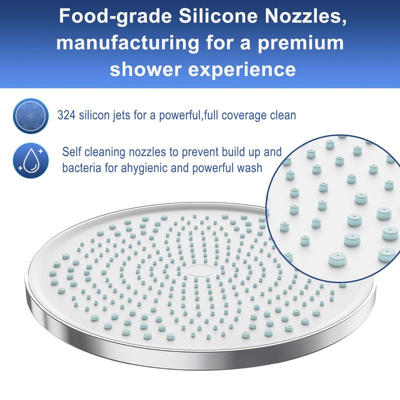 Rain Shower Head 10-Inch Rain Shower Head Overhead Replacement, Fixed