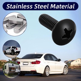 Black License Plate Screws, Stainless Steel License Plate Screws Phillips Motorcycle Fasteners Hardware Black Oxide with Bolts Nuts Caps for Cars Motorcycles Mounting Front Rear Frame, M6-1.0x16mm