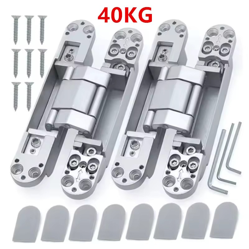 2-Piece 3D Adjustable Hidden Door Hinges, Concealed Cross Hinges for