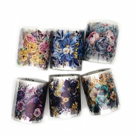 Koolemon 6Rolls Clear Flowers Tape, Decorative Tape PET Floral Leaf Plant Stickers for Crafts Journaling Scrapbook Supplies