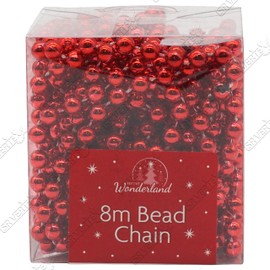 Bead Garland HOV-UK® Luxury Christmas Tree Decoration SNOWFLAKE White,Rose Gold,Pearl (8m Red Bead Chain)