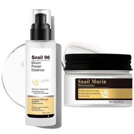 Snail Repair Essence, Snail Mucin Skin Care Sets & Kits, Snail Mucin Moisturiser, Korean Snail Mucin Serum & Face Moisturiser for Deep Hydration, for Dull & Damaged Skin, Korean Skincare (Cream+Serum)