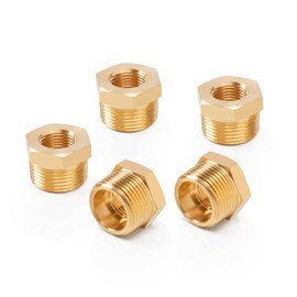 BathAce Brass Reducer Hex Bushing Threaded Pipe Fitting, Heavy Duty Threaded Pipe Fitting Adapter (3/4 Male NPT x 1/4 Female NPT, 5)
