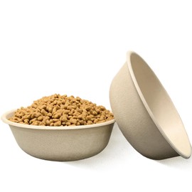 JETKONG 28 oz/3.5 Cup Disposable Dog Bowls 50pk, 100% Compostable Pets Feeding Bowls Paper Dog Travel Bowls Great for Dry and Wet Dog Food or Water (Natural, Pack of 50)