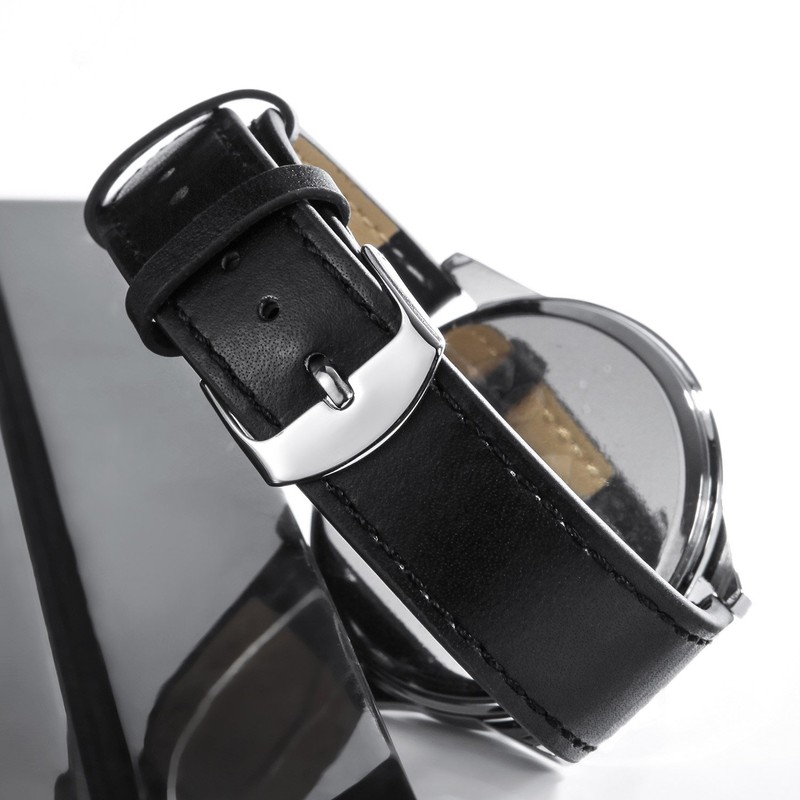 Men’s Watches Black Leather Strap Quartz Analogue Wrist Watch Arabic