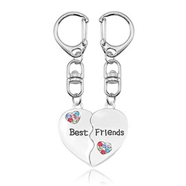 Sisadodo Best Friend Keychains for Women Girls - 2 Matching Heart Best Friends Forever Keychains for Graduation Birthday Gifts